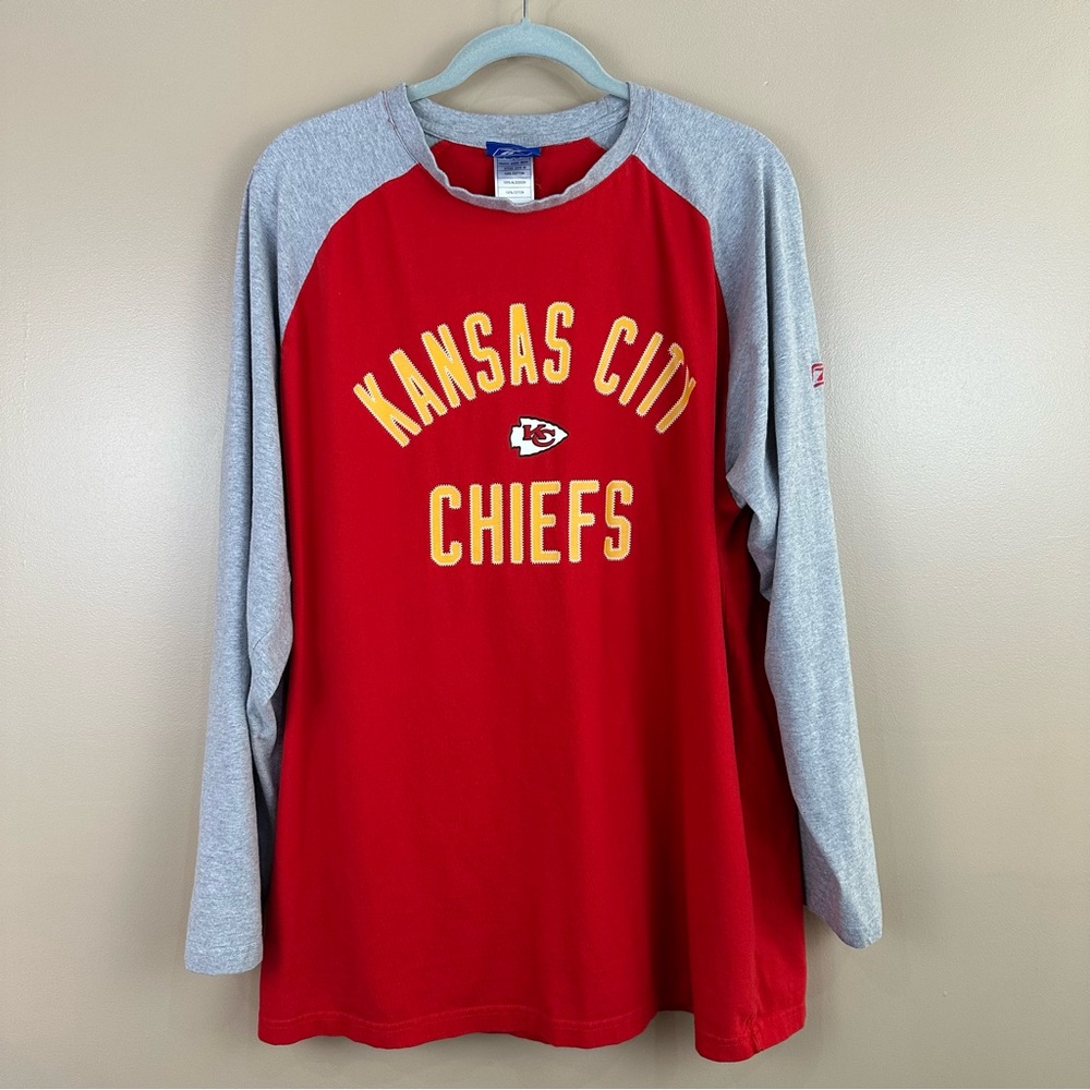 NFL Reebok Kansas City Chiefs Mens Long Sleeve Shirt XL Football Casual Game Day